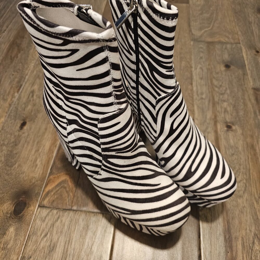 Zebra Print Platform Ankle Boots - image 2